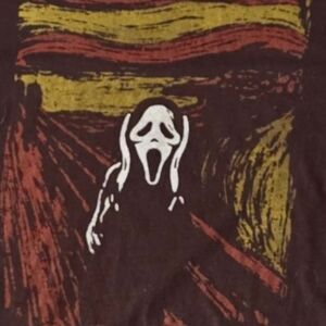 Scream Ghost Face Abstract Painting Style Brown T-shirt Mens XL Halloween‎ #011